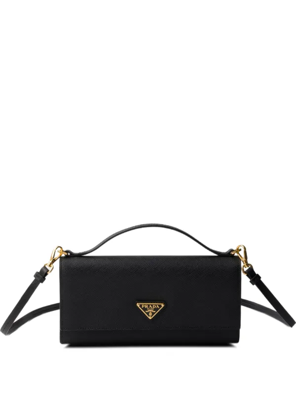 PRADA サフィアーノレザー ショルダーバッグ ブラック Prada サフィアーノレザー ウォレットバッグ | ブラック | FARFETCH JP