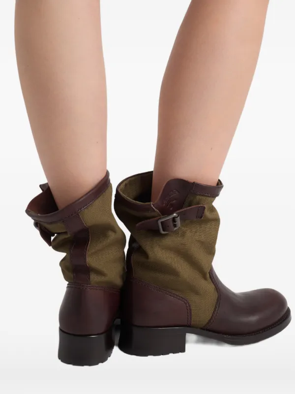 Prada Leather And Canvas Boots | Brown | FARFETCH ZA