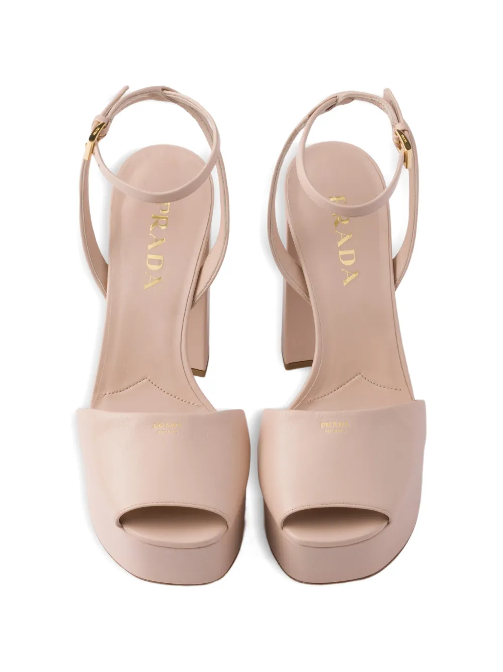 Prada nappa leather platform sandals Roze