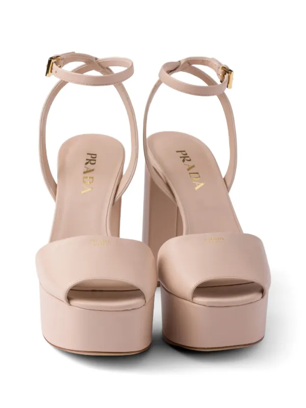 Prada レザープラットフォームサンダル | ピンク | FARFETCH JP