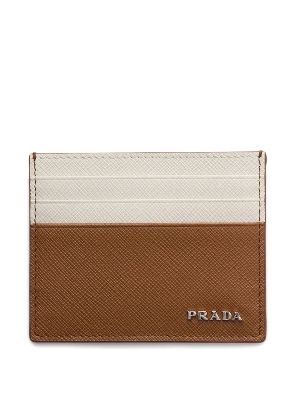 Prada Saffiano leather card holder - Braun