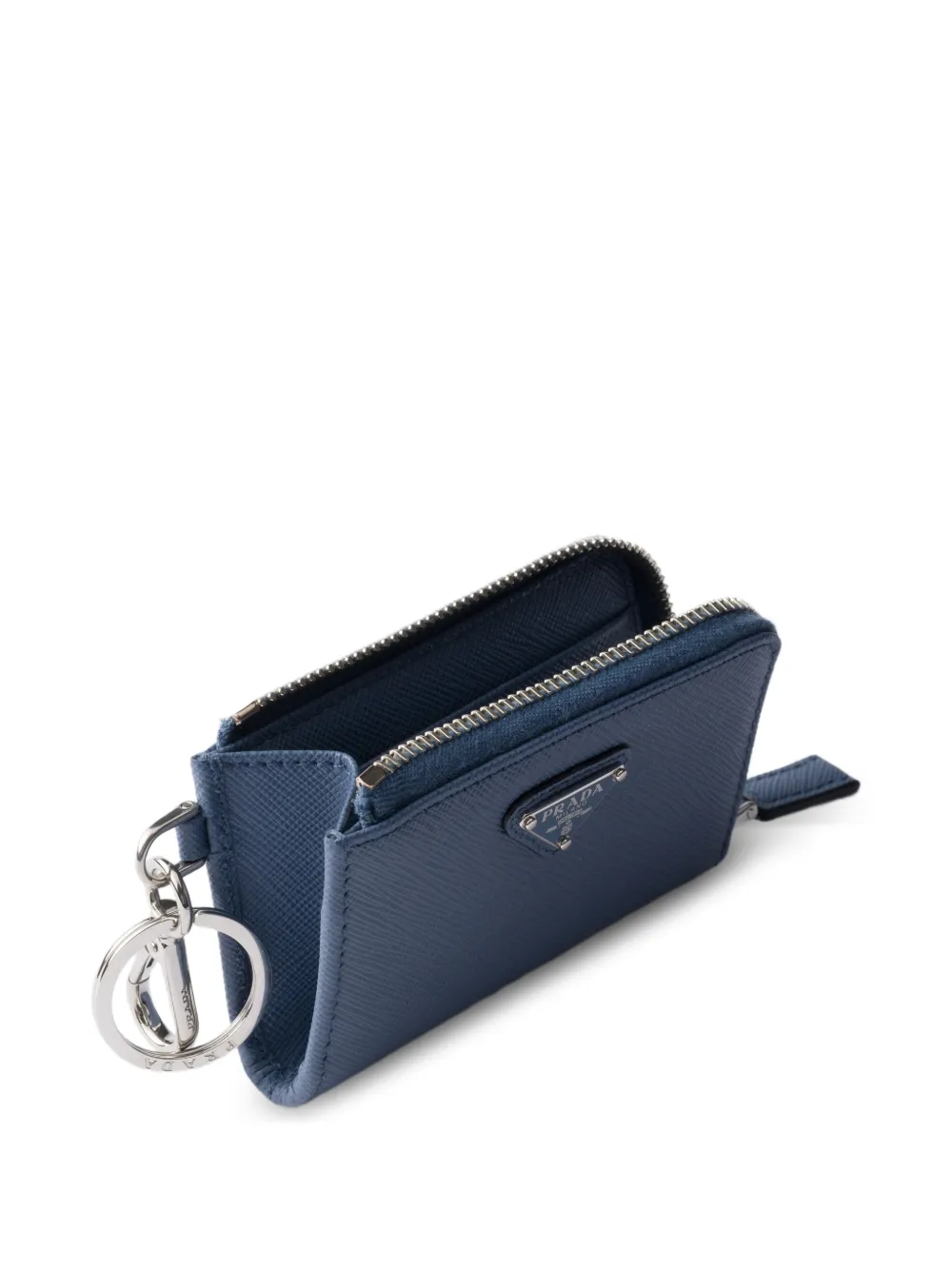 Prada Saffiano leren mini-zak met sleutelhanger Blauw