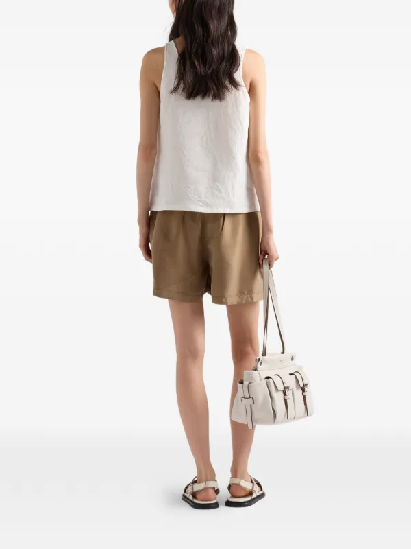 Prada Embroidered Linen Top | White | FARFETCH ID