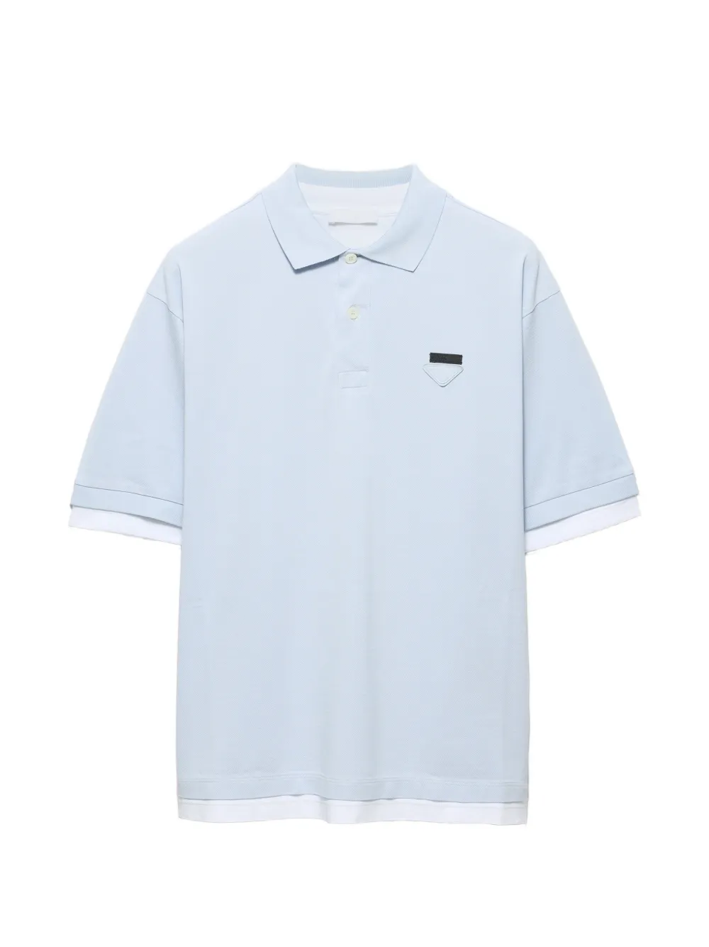 Prada Polo in cotone con ricamo logo - Blu