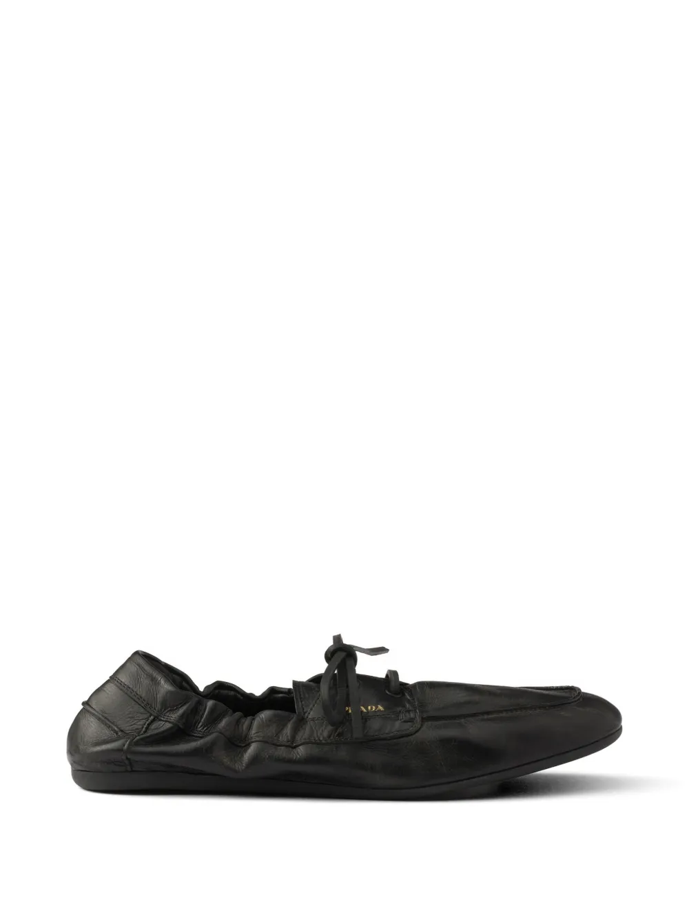 Prada shuffle antiqued-leather boat shoes - Nero