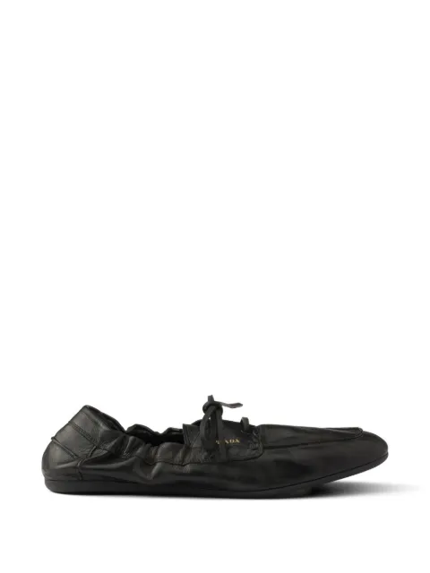 Prada shuffle antiqued-leather boat shoes
