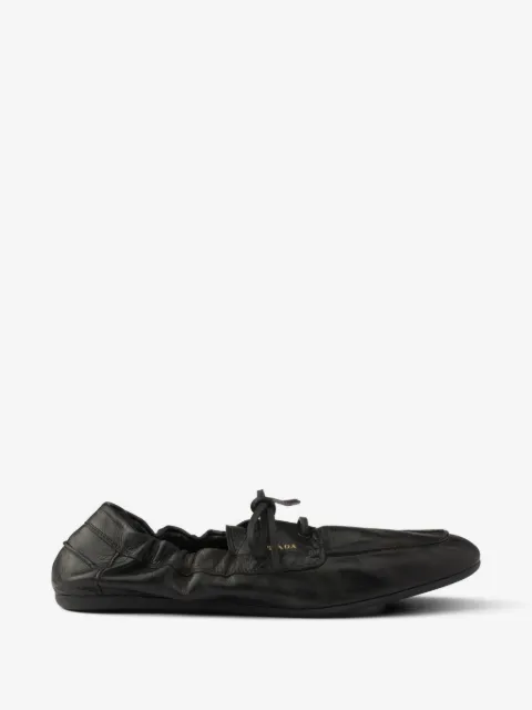 Prada shuffle antiqued leather boat shoes