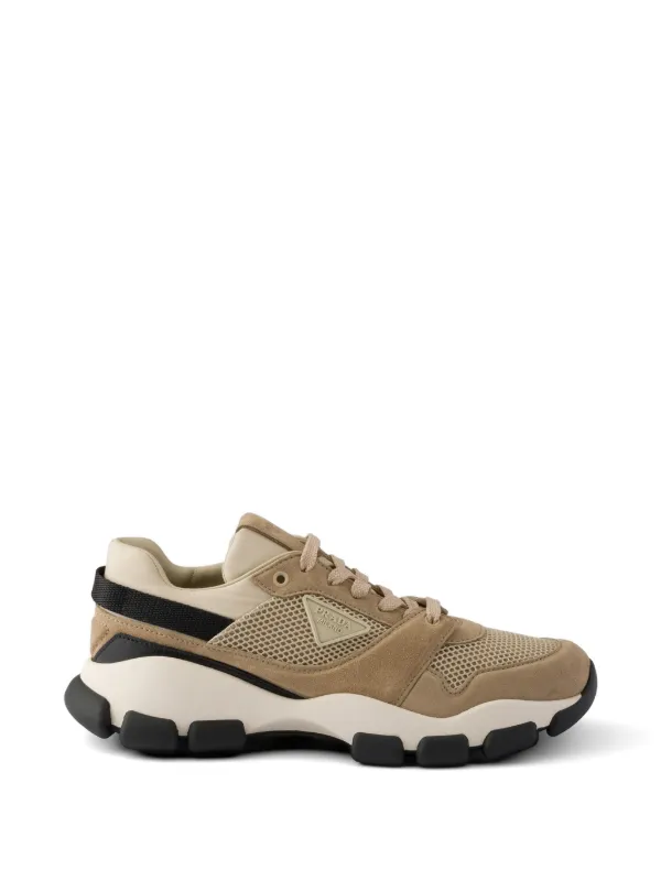 PRADA メッシュ スニーカー プラダ Prada メッシュ＆スエード スニーカー | ニュートラル | FARFETCH JP