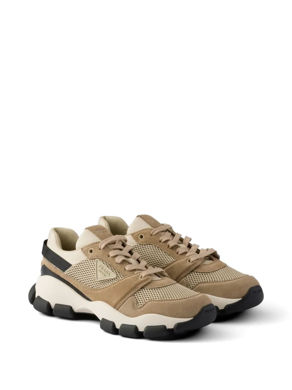 Prada Mesh en suède sneakers Beige