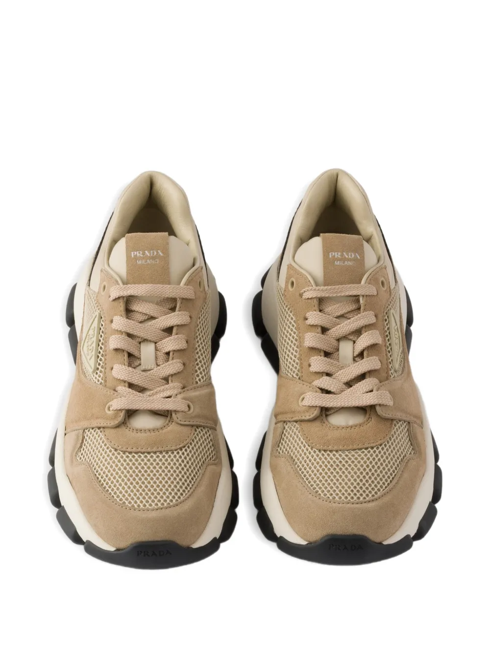 Prada Mesh en suède sneakers Beige
