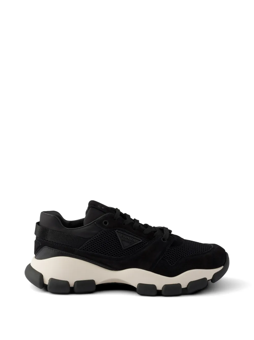 Prada mesh fabric and suede sneakers - Schwarz