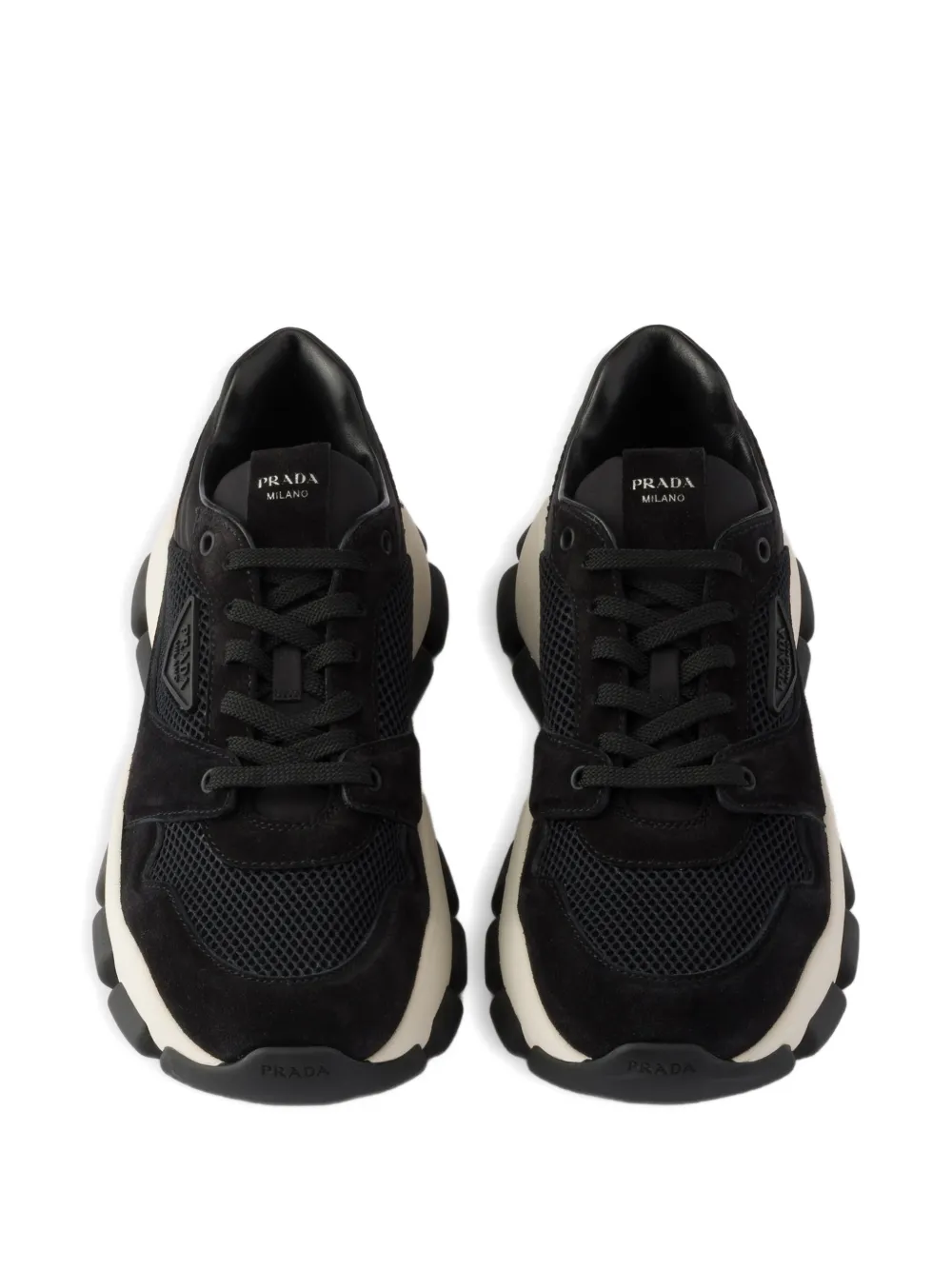 Prada Mesh en suède sneakers Zwart