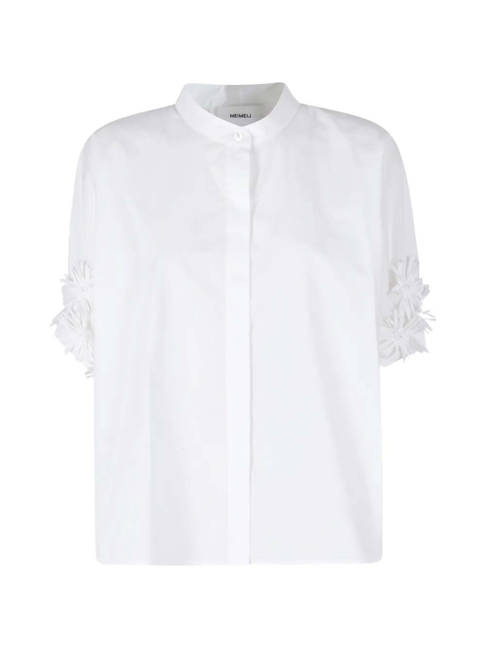 MeimeiJ floral-appliqué band-collar shirt - Bianco