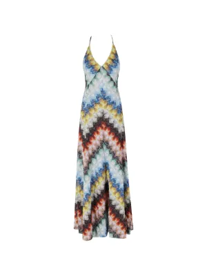 chinese dress ladies Missoni Zig Zag Knit Long Sleeve Cowl-Back Dress Green/Navy Size 40 –  Celebrity Owned main image 1