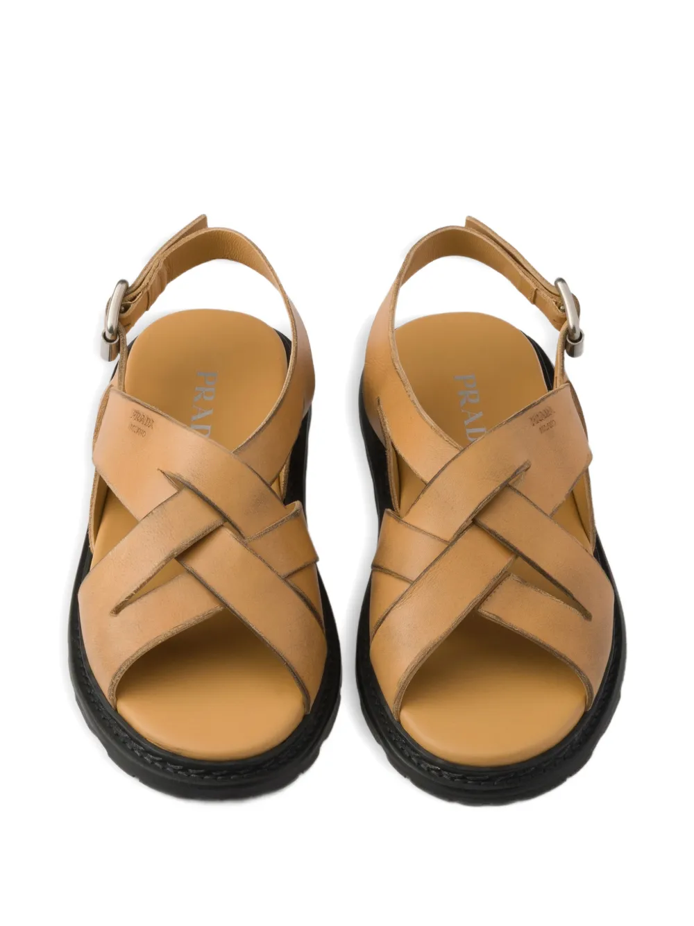 Prada Antiqued leather sandals Beige