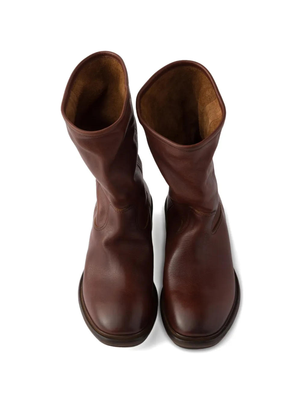 Prada Vintage-effect leather boots Bruin