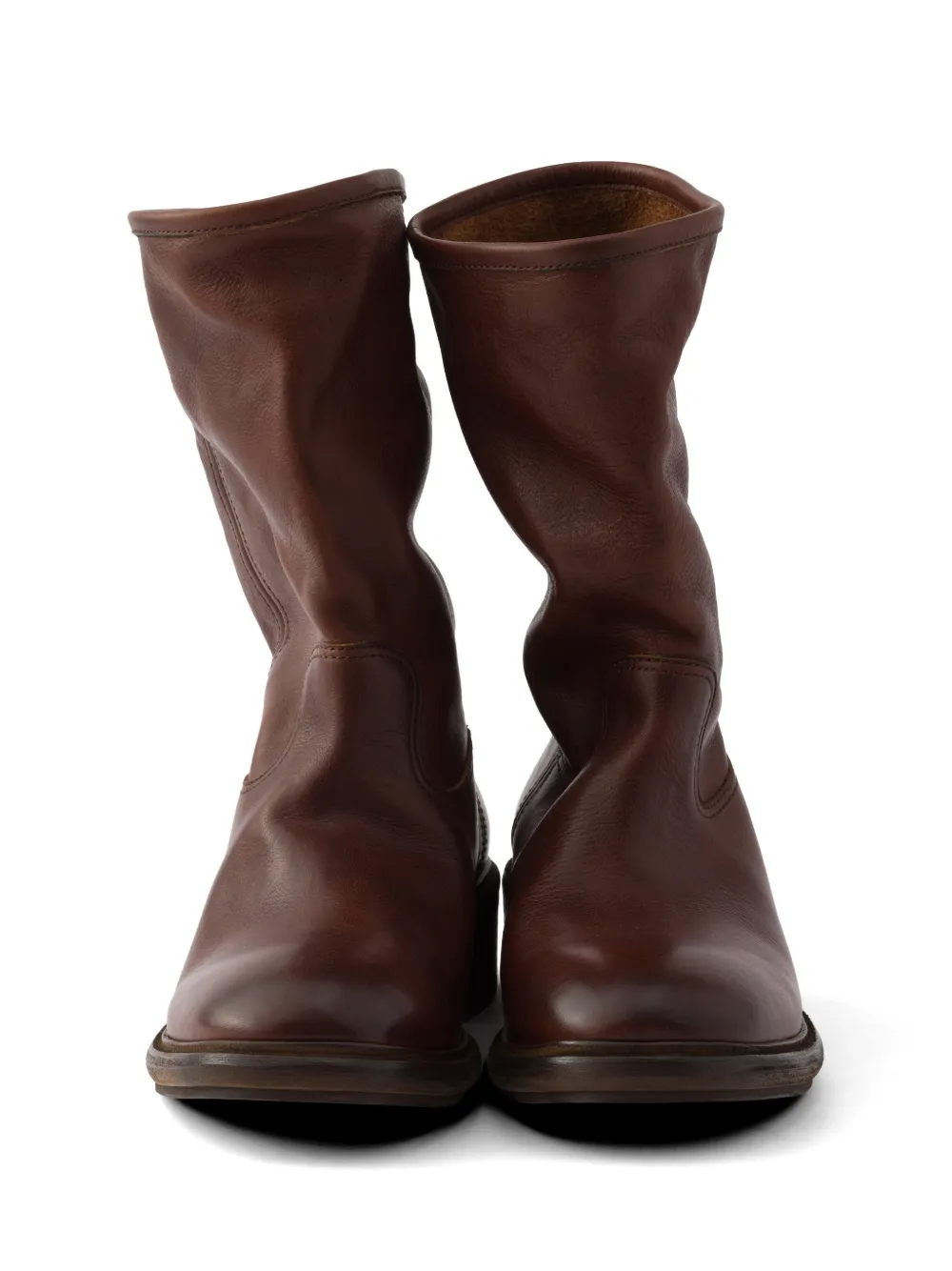 Prada Vintage-effect leather boots Bruin