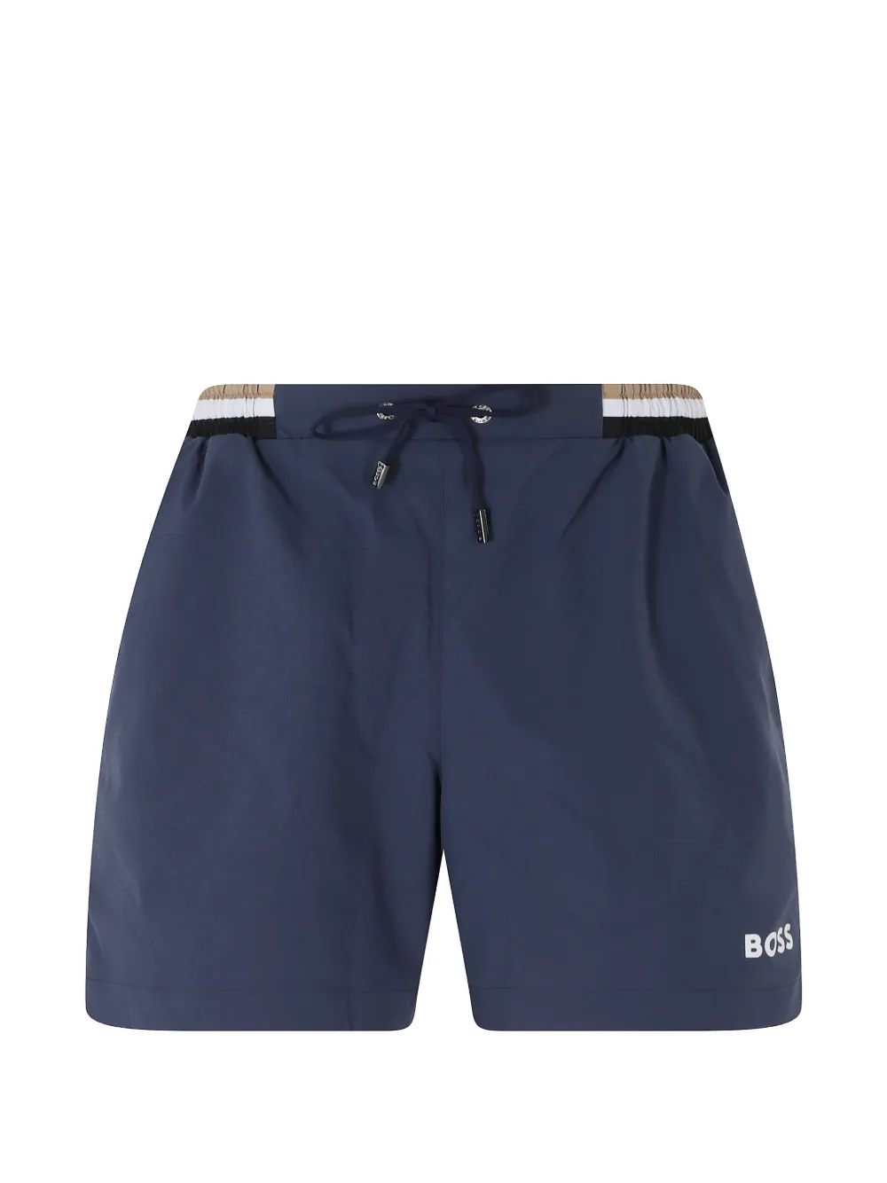 BOSS logo-print drawstring swim shorts - Blu