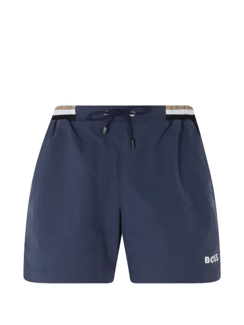 BOSS logo-print drawstring swim shorts