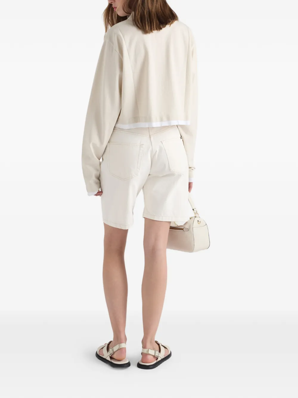 Prada Piqué jersey poloshirt met lange mouwen Beige