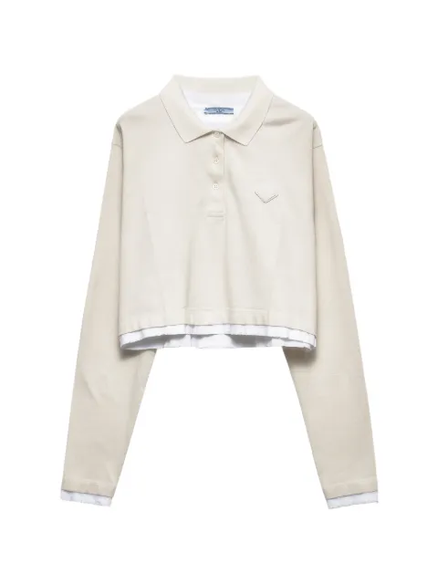 Prada long-sleeved piqué and jersey polo shirt