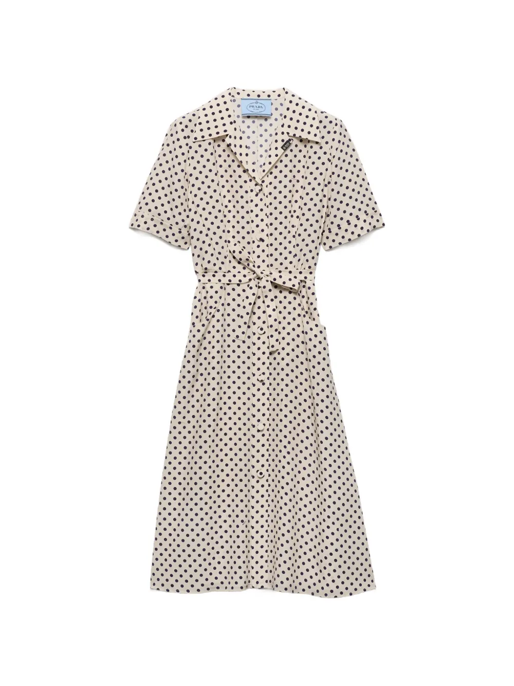 Prada polka-dot print marocain shirt dress - Neutrals