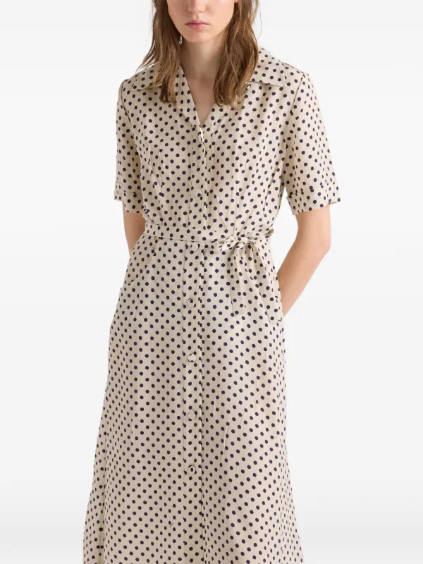 Prada polka-dot Print Marocain Shirt Dress | Neutrals | FARFETCH JO