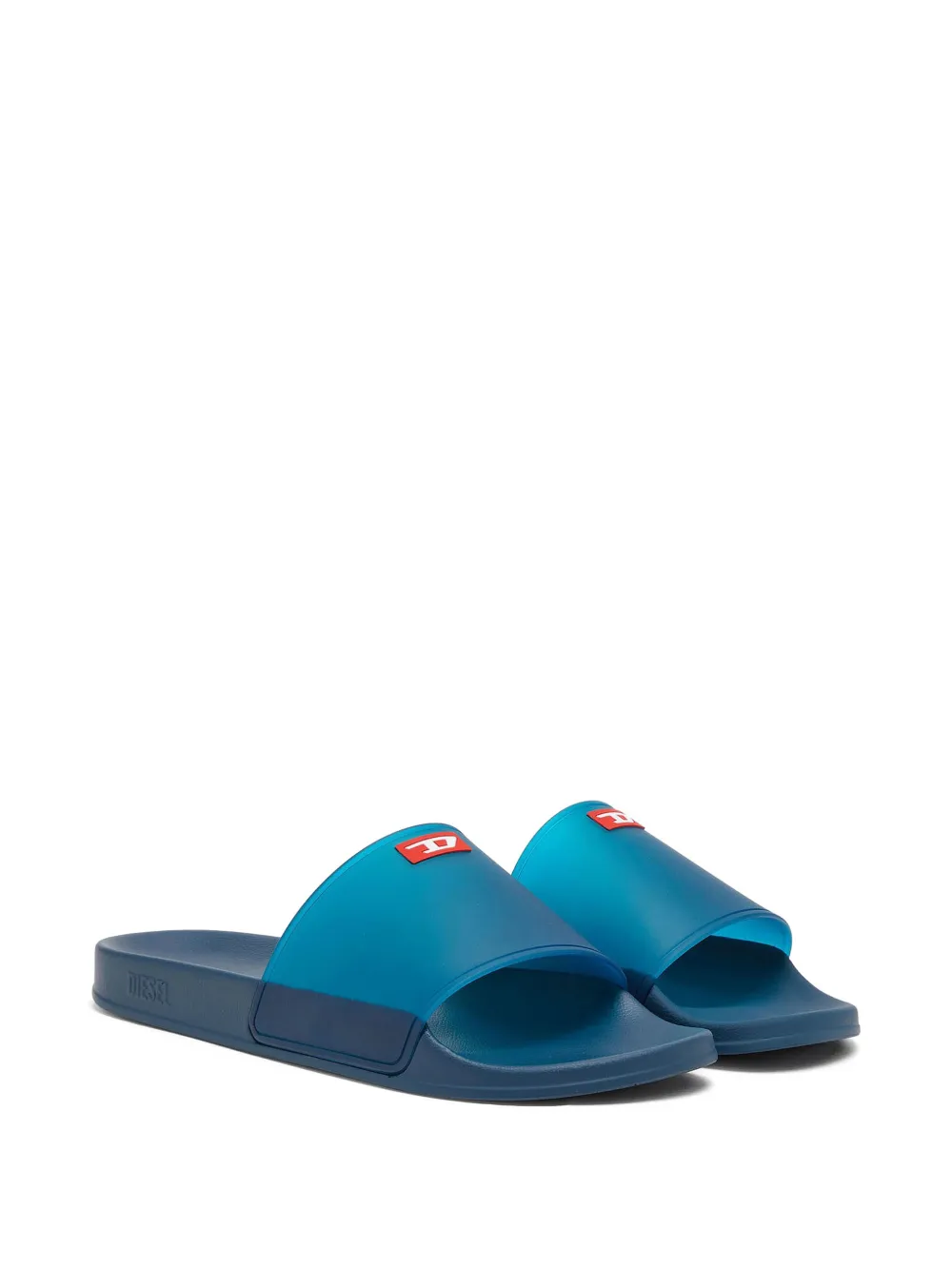 Diesel Sa-Swim slippers met logopatch Blauw