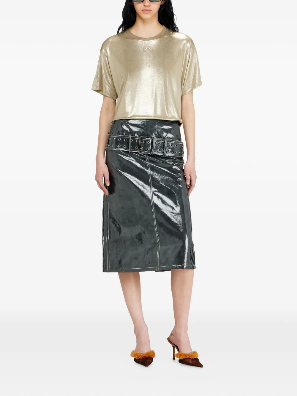 Diesel Jersey T-shirt met metallic afwerking Goud