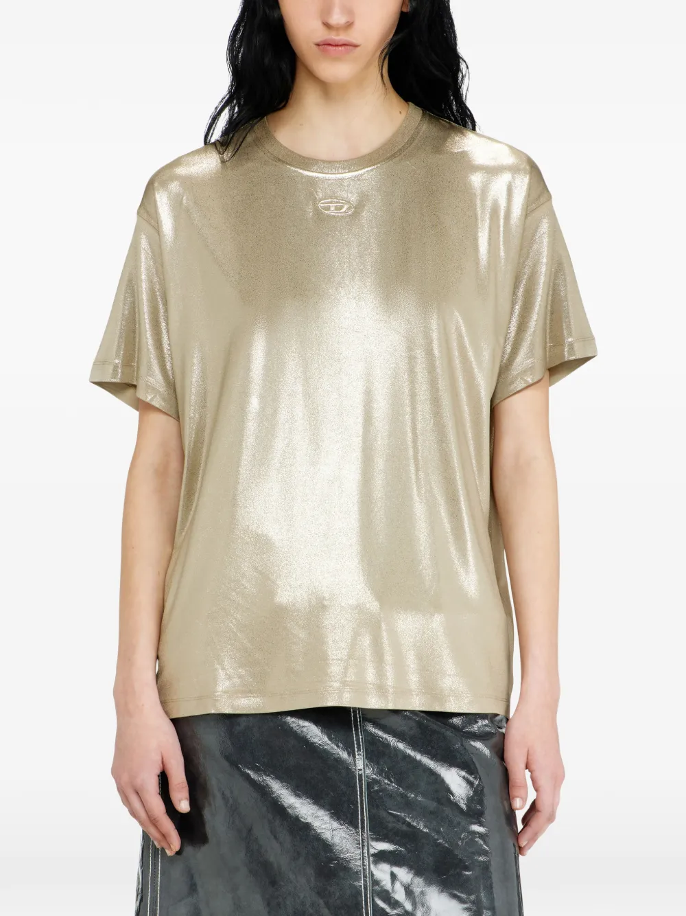 Diesel Jersey T-shirt met metallic afwerking Goud