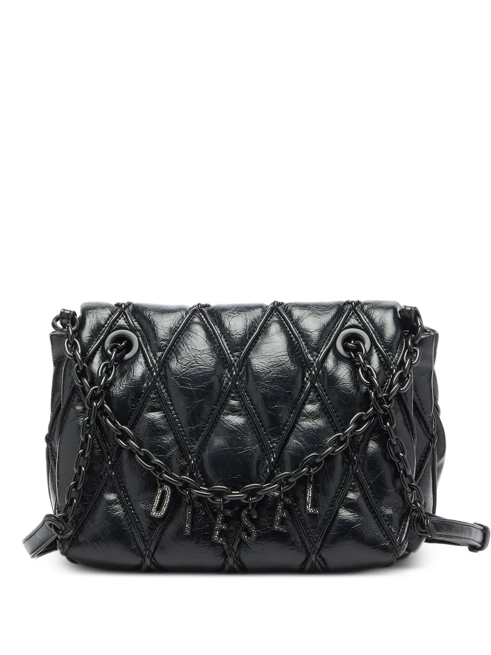 Diesel Charm-D diamond-quilted shoulder bag - Black
