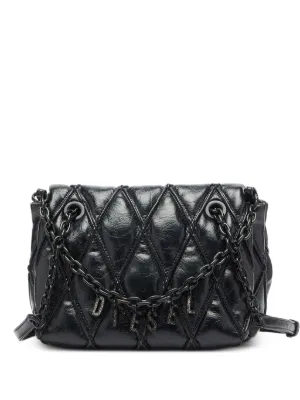 Diesel ロゴチャーム キルティング デニムバッグ S | ブラック