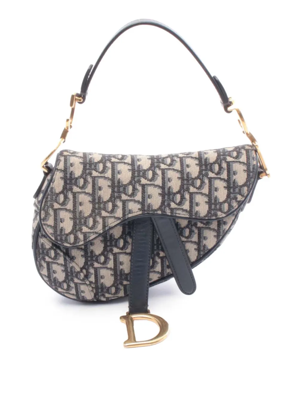 Christian Dior Pre-Owned 2010-2026 Mini Oblique Canvas Saddle Bag satchel - Blu