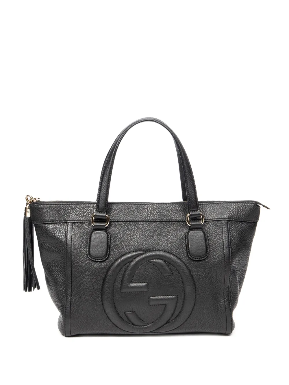 Gucci Pre-Owned Soho Working interlocking-G tassel-detail leather tote bag - Nero