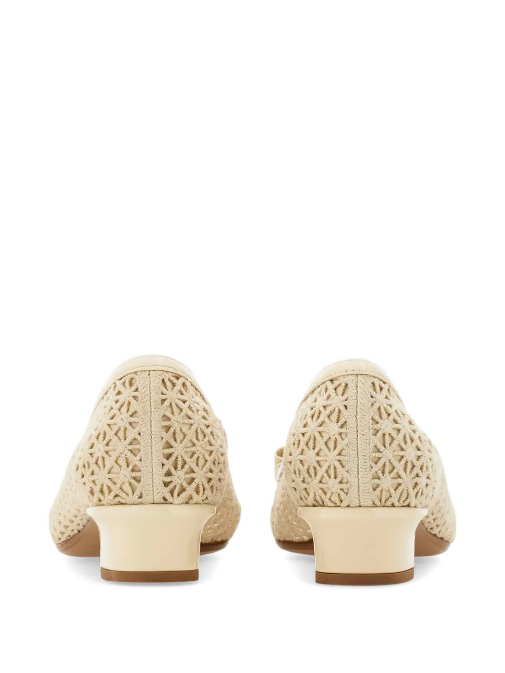 Ferragamo Macramé Vara bow pumps Wit