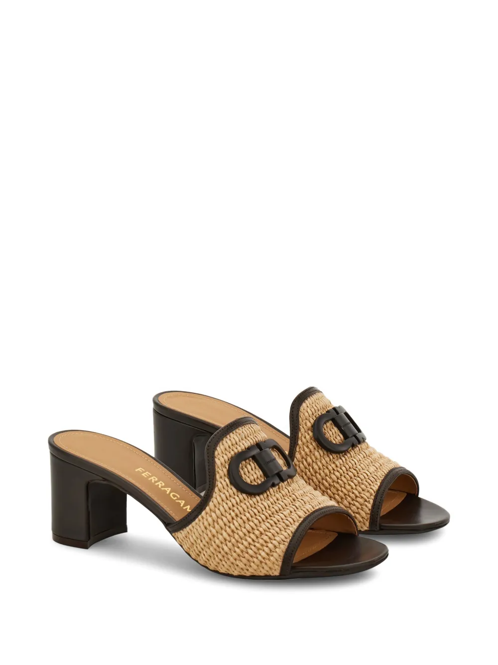 Ferragamo Gancini ornament mid-heel slides Bruin