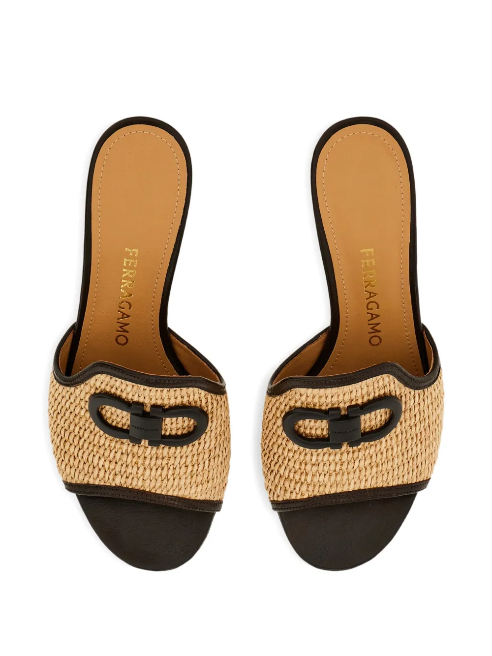 Ferragamo Gancini ornament mid-heel slides Bruin