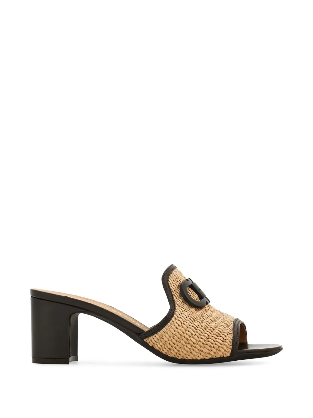 Ferragamo Gancini ornament mid-heel slides - Marrone