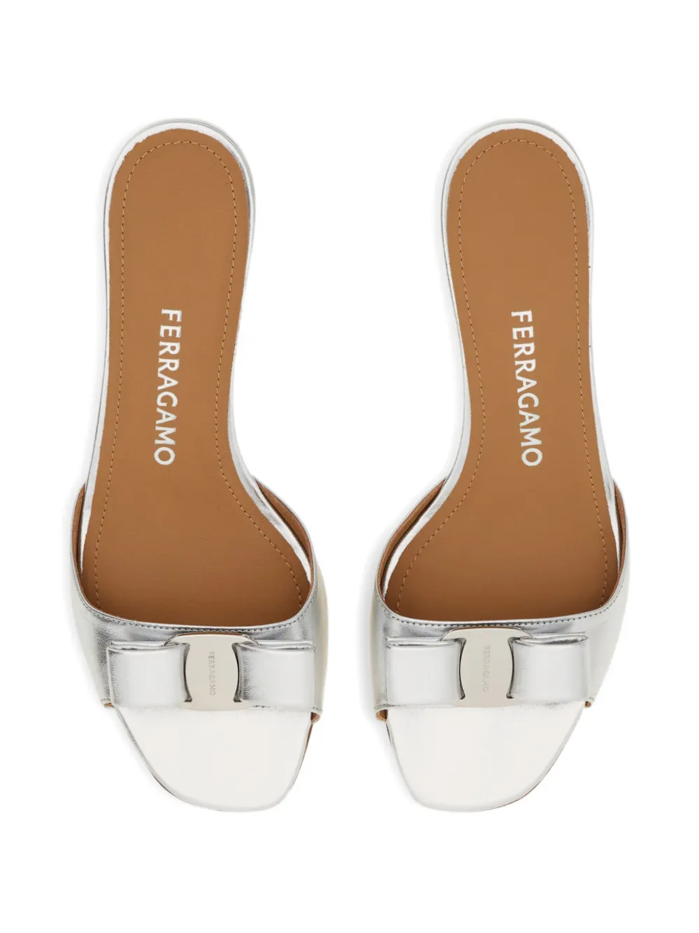 Ferragamo Vara bow slides Zilver