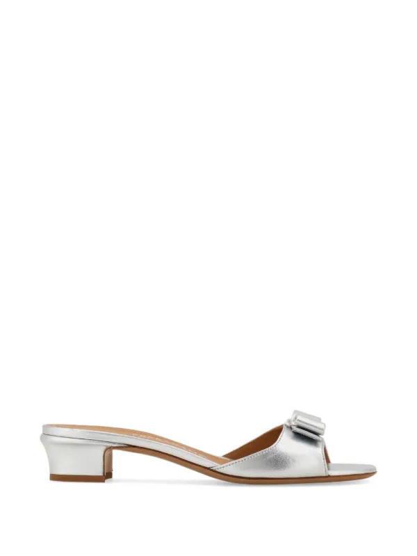 Ferragamo Vara Bow Slides in Silver