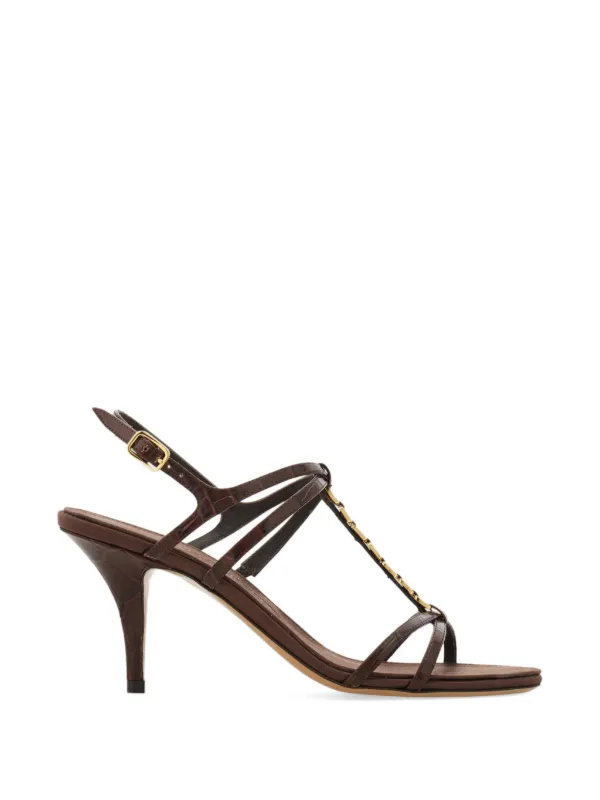 Ferragamo Vara Chain T-strap Sandals in Brown
