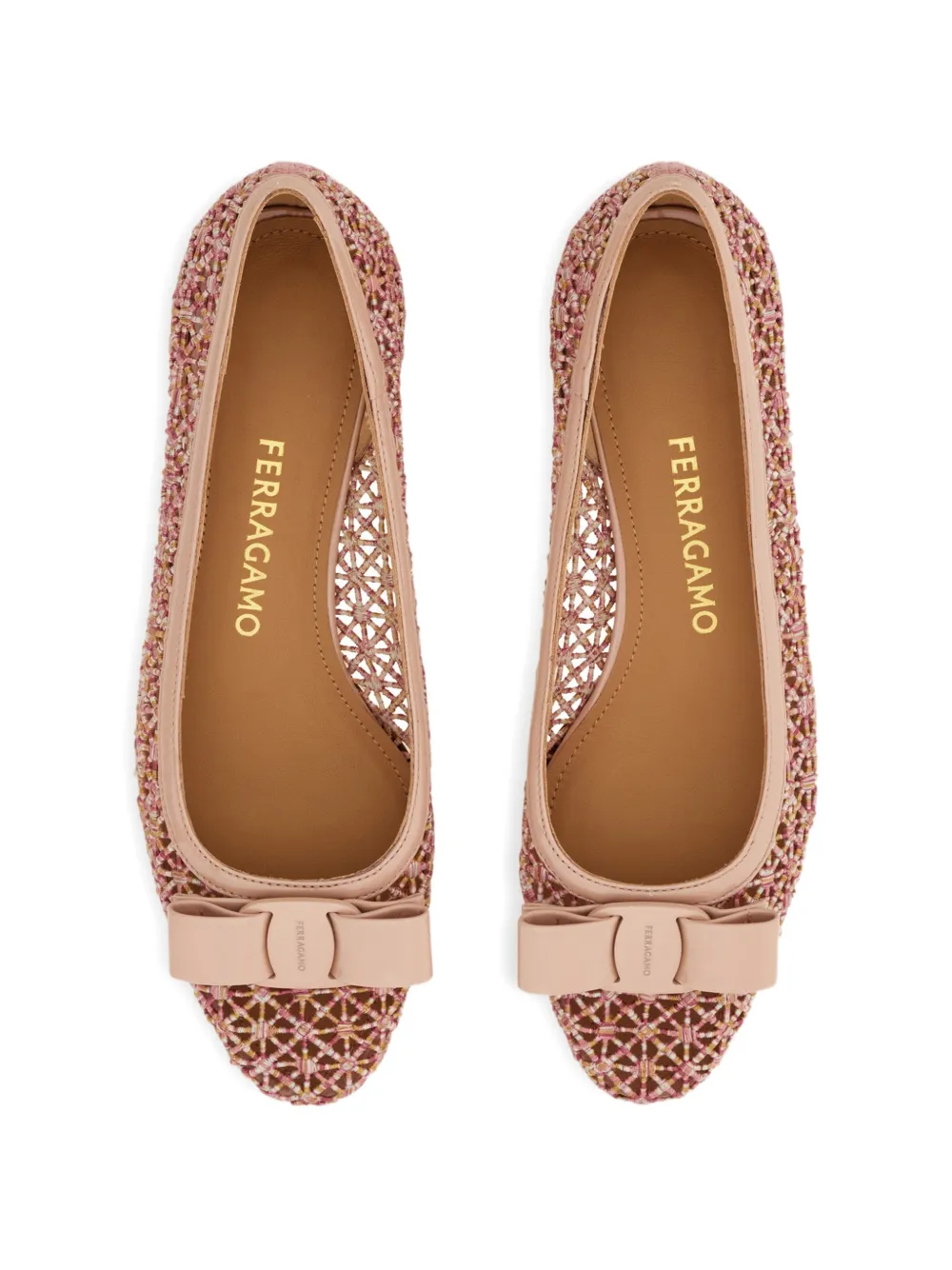 Ferragamo Macramé Vara bow pumps Roze