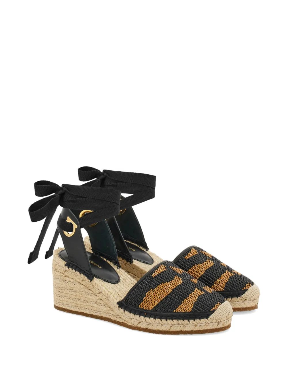 Ferragamo 7cm raffia espadrilles Zwart