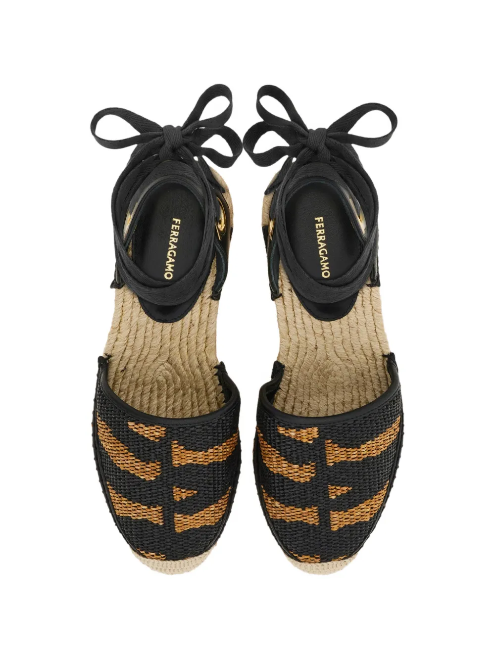 Ferragamo 7cm raffia espadrilles Zwart