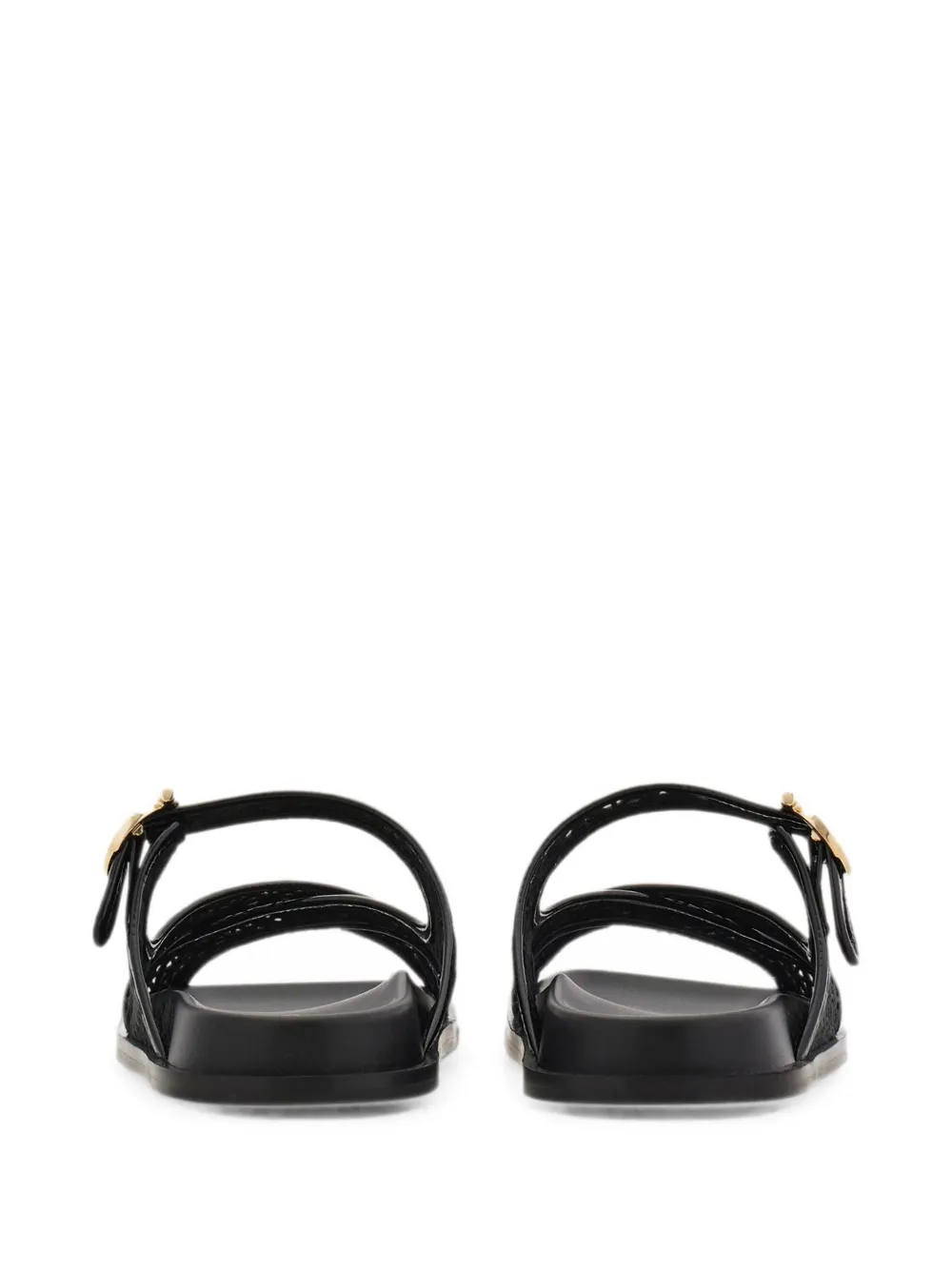 Ferragamo Gancini slippers met gesp en gekruiste bandjes Zwart