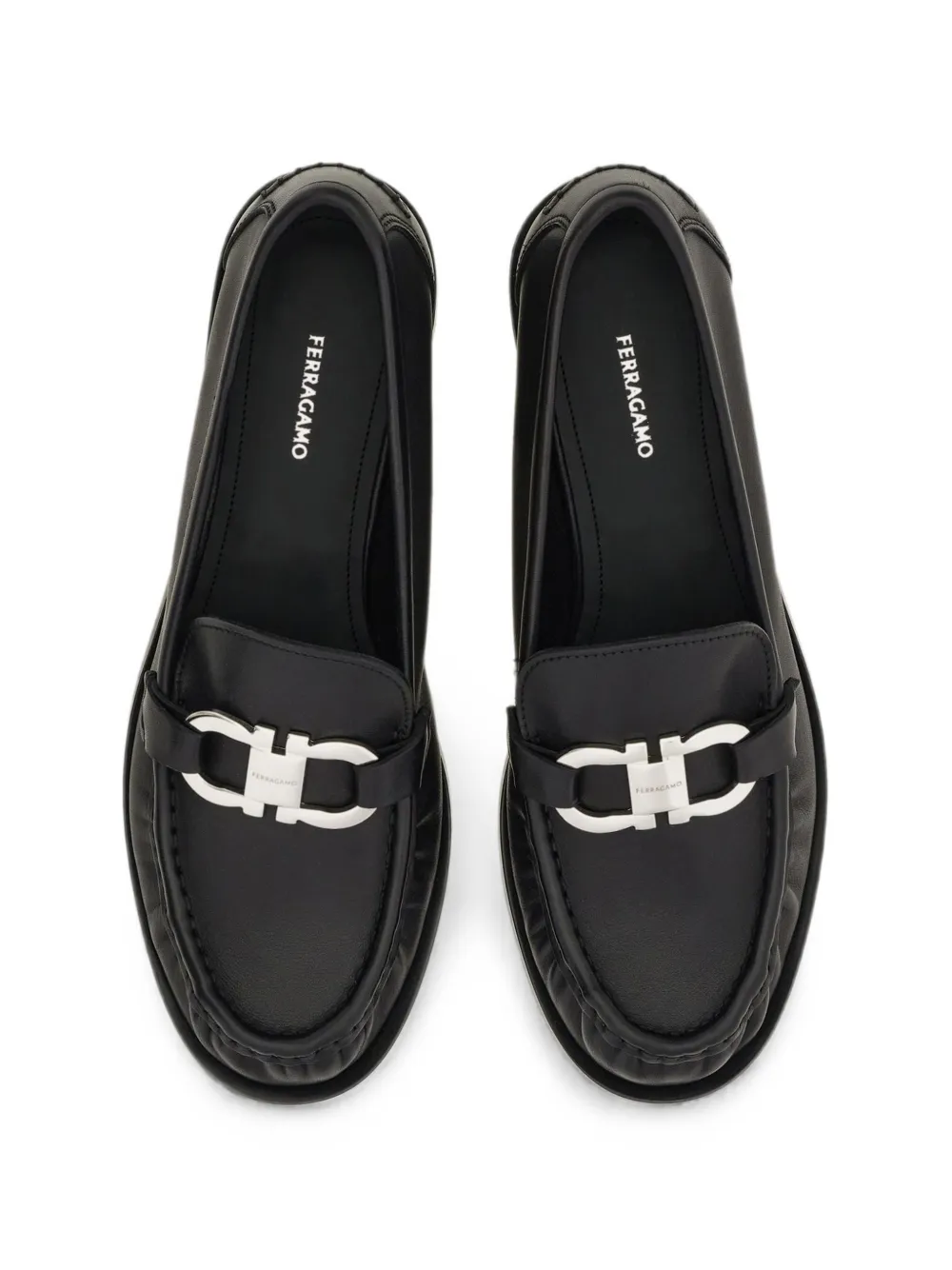Ferragamo Gancini ornament moccasins Zwart