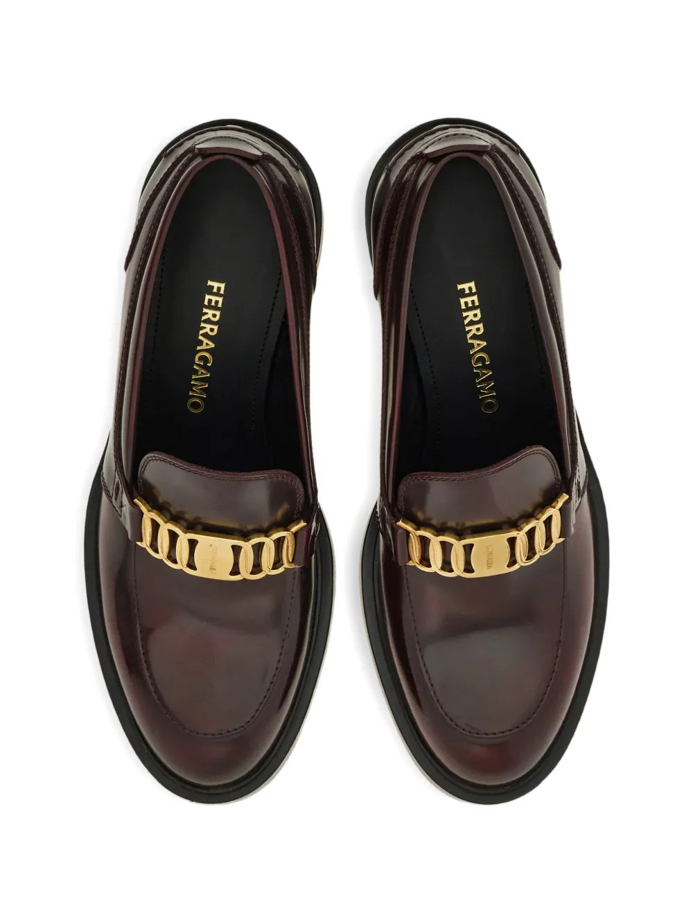 Ferragamo Vara loafers met ketting Rood