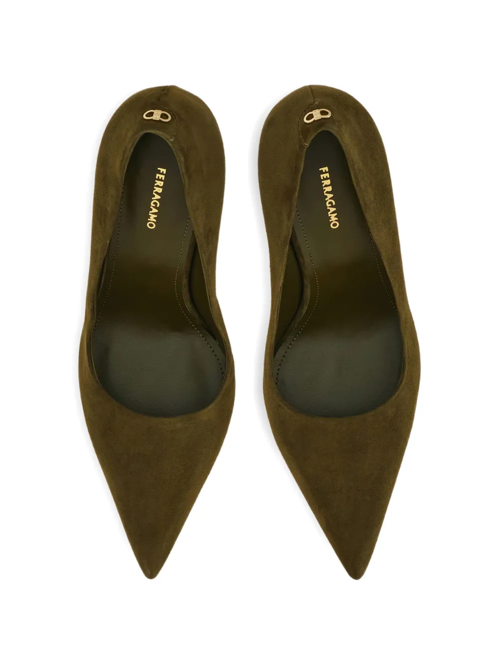 Ferragamo Pumps met puntige neus Groen