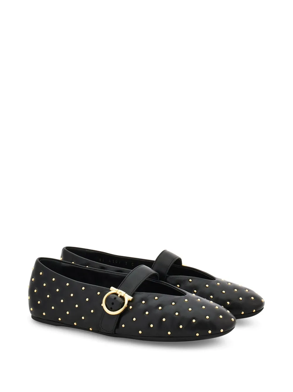 Ferragamo Gancini ballerina's met gesp en studs Zwart