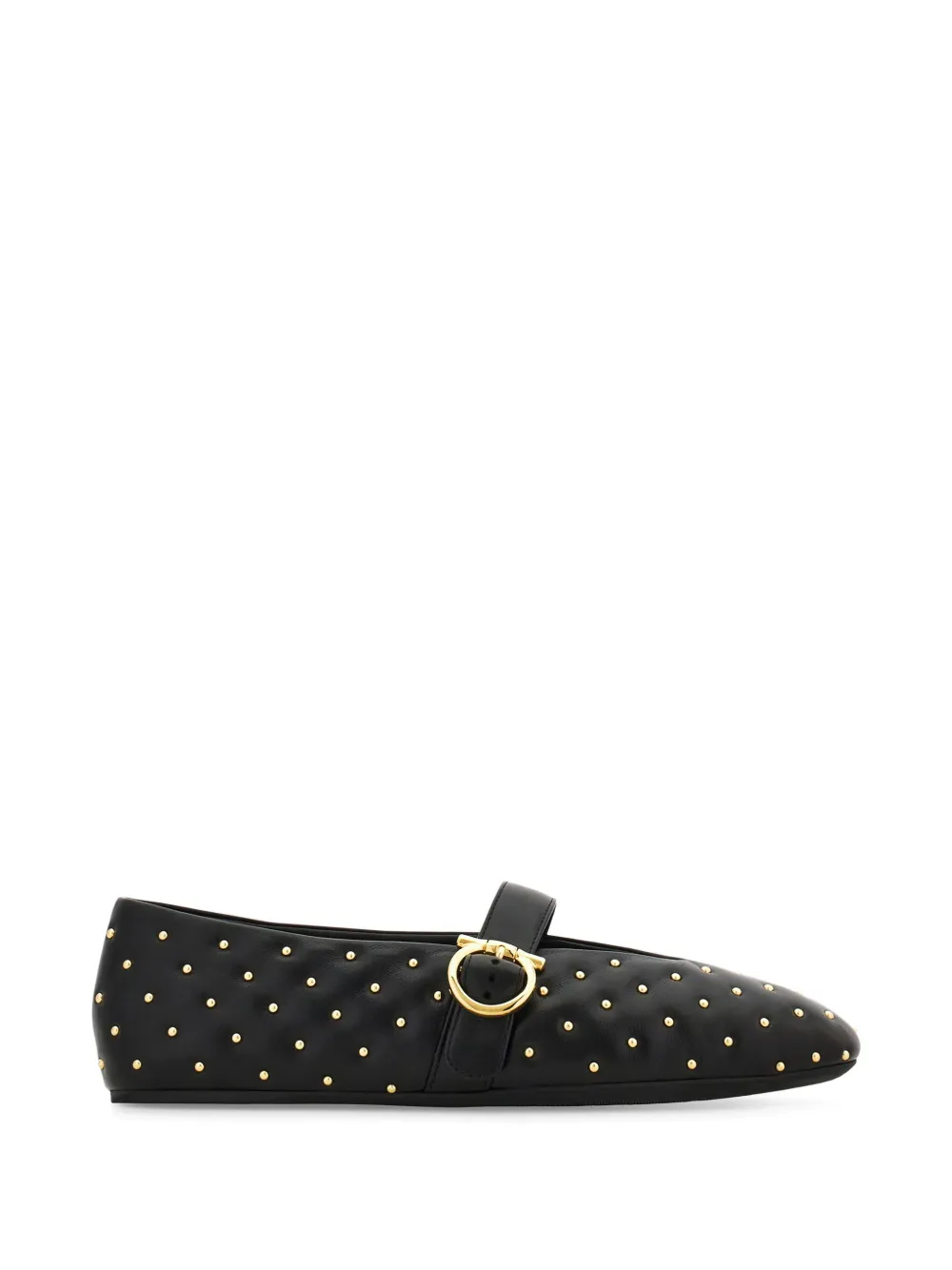 Ferragamo Studded Gancini buckle ballet flats - Nero